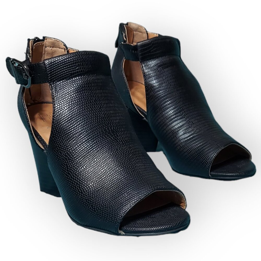 NewDirection ND Bremley Womens Black Heels Ankle Sandals Open Toe Shoes 7.5